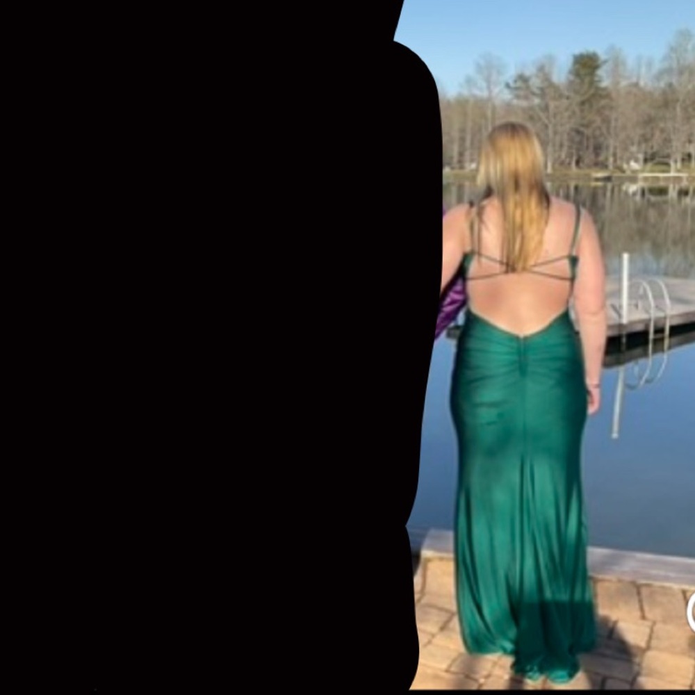 Green backless prom dress. size 15
